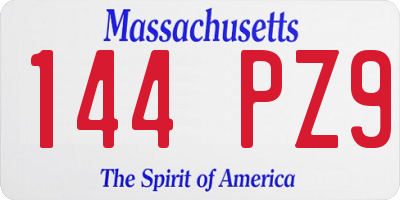 MA license plate 144PZ9