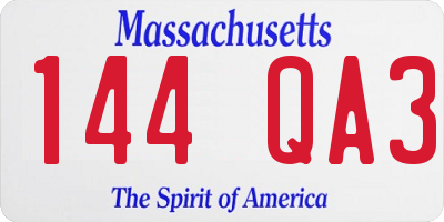 MA license plate 144QA3