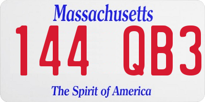 MA license plate 144QB3