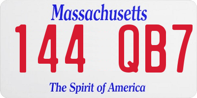 MA license plate 144QB7