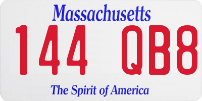MA license plate 144QB8