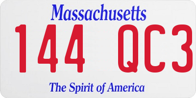 MA license plate 144QC3