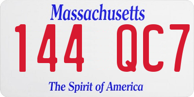 MA license plate 144QC7