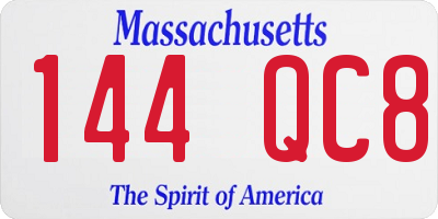 MA license plate 144QC8
