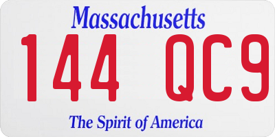 MA license plate 144QC9