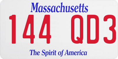 MA license plate 144QD3