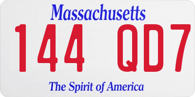 MA license plate 144QD7