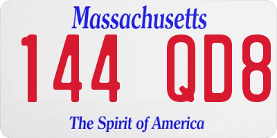 MA license plate 144QD8