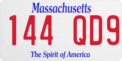 MA license plate 144QD9