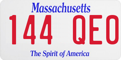 MA license plate 144QE0