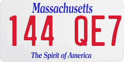 MA license plate 144QE7