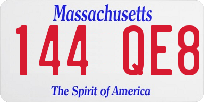 MA license plate 144QE8
