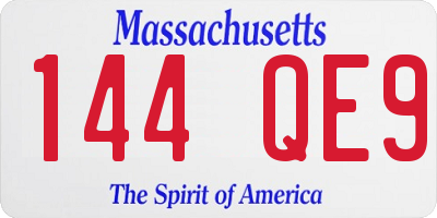 MA license plate 144QE9
