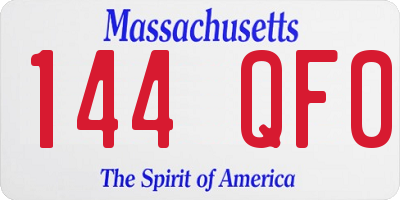 MA license plate 144QF0