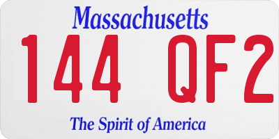 MA license plate 144QF2