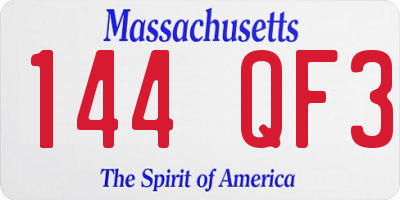 MA license plate 144QF3