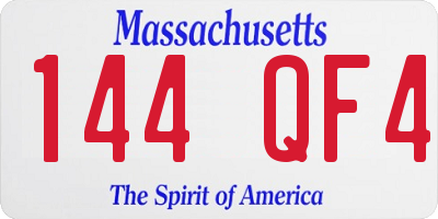MA license plate 144QF4