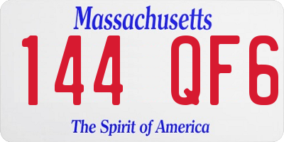 MA license plate 144QF6
