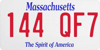 MA license plate 144QF7