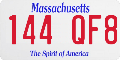 MA license plate 144QF8