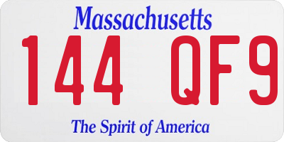 MA license plate 144QF9
