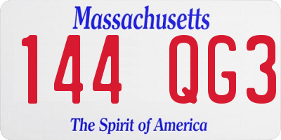 MA license plate 144QG3