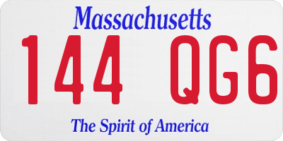 MA license plate 144QG6
