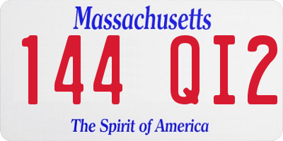 MA license plate 144QI2