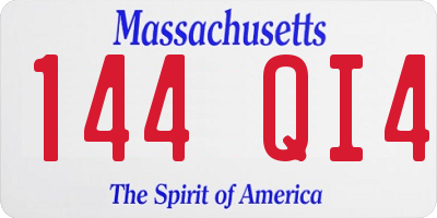 MA license plate 144QI4