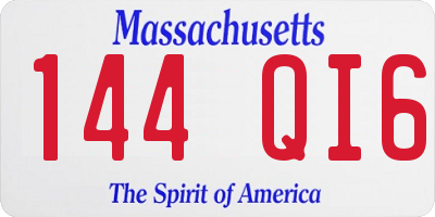 MA license plate 144QI6