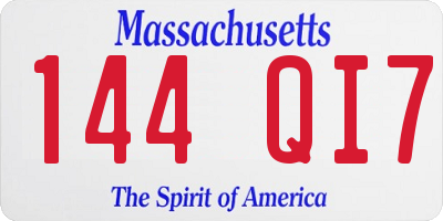 MA license plate 144QI7