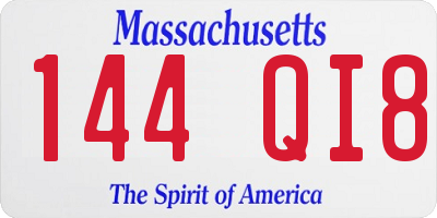 MA license plate 144QI8