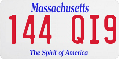 MA license plate 144QI9