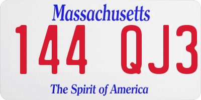 MA license plate 144QJ3