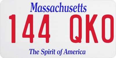 MA license plate 144QK0