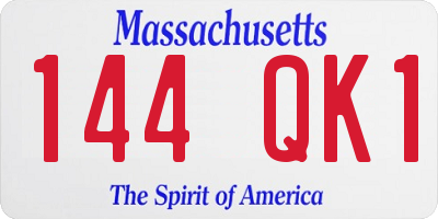 MA license plate 144QK1