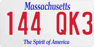 MA license plate 144QK3