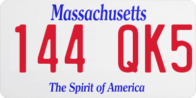 MA license plate 144QK5