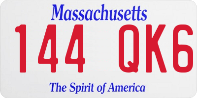 MA license plate 144QK6