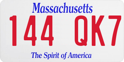 MA license plate 144QK7