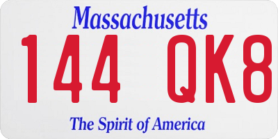 MA license plate 144QK8