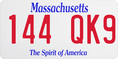 MA license plate 144QK9