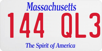 MA license plate 144QL3