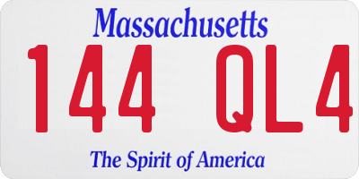 MA license plate 144QL4