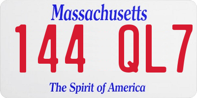MA license plate 144QL7