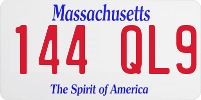 MA license plate 144QL9