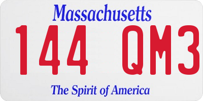 MA license plate 144QM3