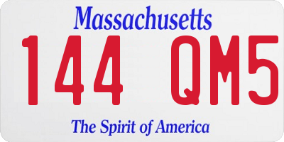 MA license plate 144QM5