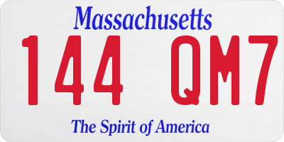 MA license plate 144QM7