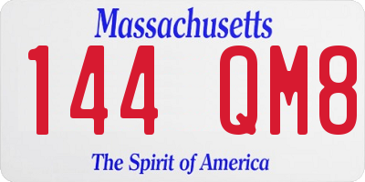 MA license plate 144QM8